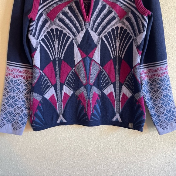 Title Nine Purple Fair Aisle Wool Blend Quarter Zip Pullover Womens Size Medium - Picture 3 of 6